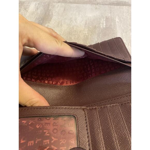 Kate Spade New York Wallet Womens Burgundy Saffiano Continental Zip Pocket - Picture 9 of 13